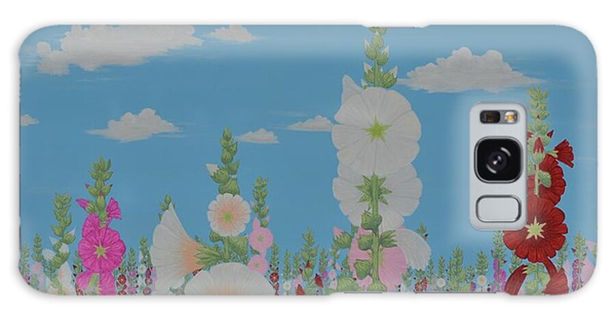 Hollyhocks Galaxy Case featuring the painting These Are For You by Doug Miller