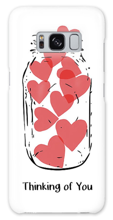 Hearts Galaxy Case featuring the mixed media Thinking Of You Jar of Hearts- Art by Linda Woods by Linda Woods
