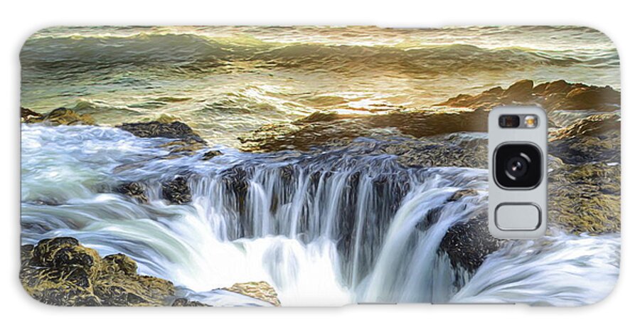 Thor's Well Galaxy Case featuring the digital art Thor's Well - Oregon Coast by Russ Harris