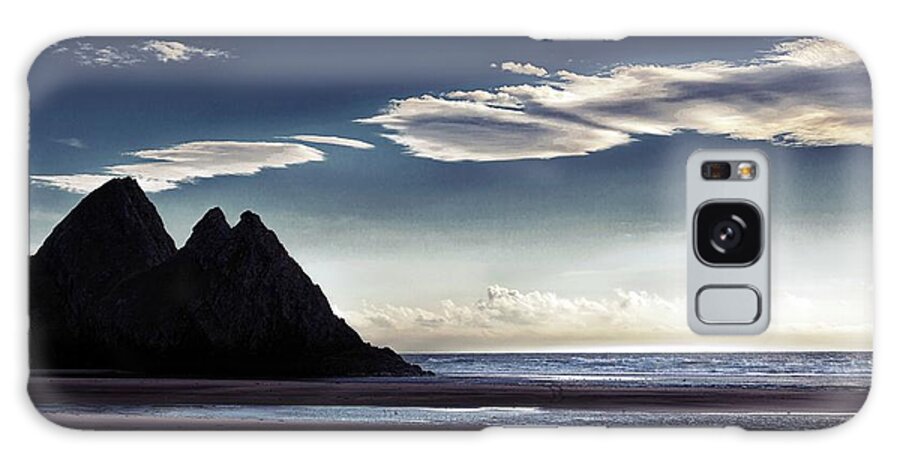 Three Cliffs Bay Galaxy Case featuring the photograph Three Cliffs Bay blue mood by Leighton Collins
