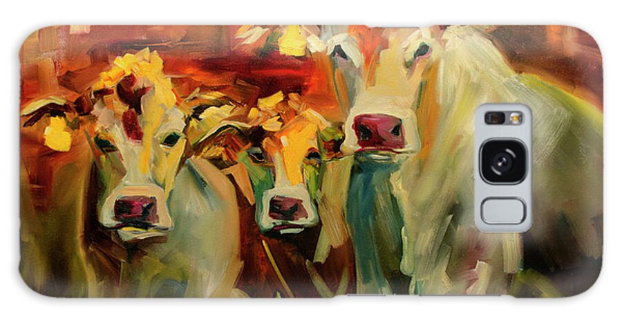Cow Galaxy Case featuring the painting Three in a Row by Diane Whitehead