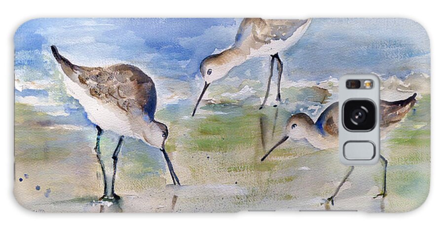 Bird Galaxy Case featuring the painting Three Sandpipers by Mafalda Cento