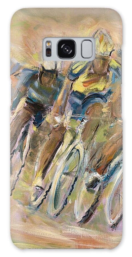 Cyclists Galaxy Case featuring the painting Thrill Of The Chase by Jude Lobe