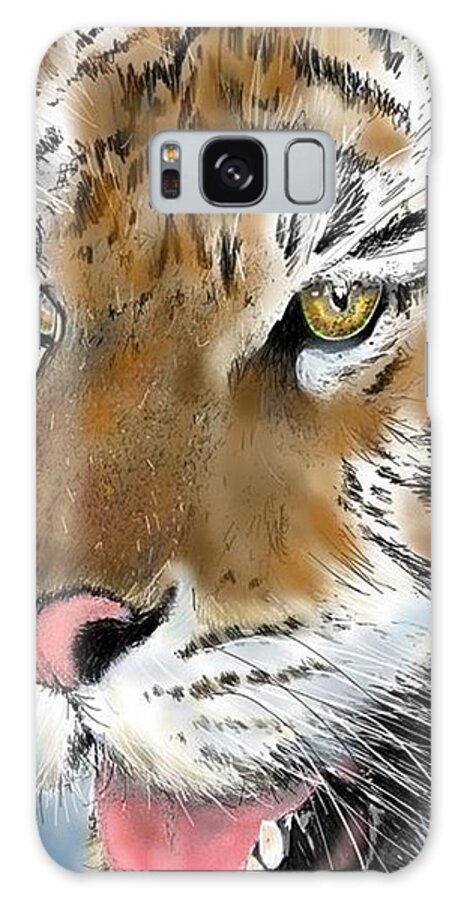 Tiger Galaxy Case featuring the digital art Tiger face by Darren Cannell