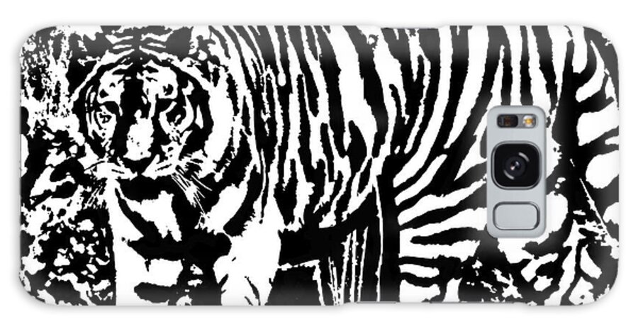 Wild. Animal Galaxy Case featuring the digital art Tiger in Black and White by Cathy Harper