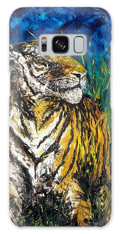 Tiger Galaxy Case featuring the painting Tiger Night Hunt by Shirley Heyn