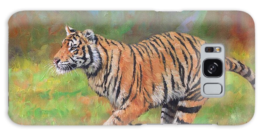 Tiger Galaxy Case featuring the painting Tiger Running by David Stribbling