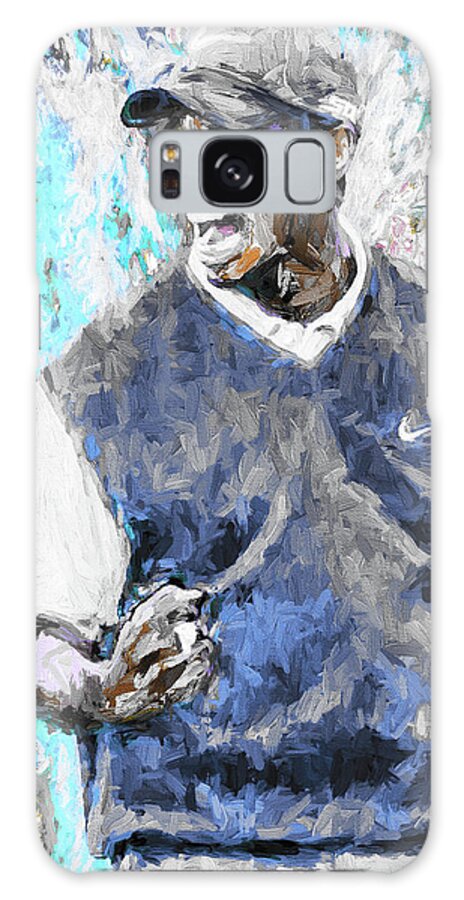 Tiger Woods Galaxy Case featuring the photograph Tiger Woods One Blue Golfer Digital Art by David Haskett II