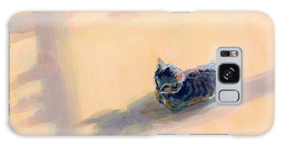 Gray Tabby Galaxy Case featuring the painting Tiny Kitten Big Dreams by Kimberly Santini