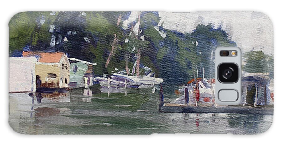 Plein Air Galaxy Case featuring the painting Today's Plein Air Workshop Demonstration at Wardell Boat Yard by Ylli Haruni