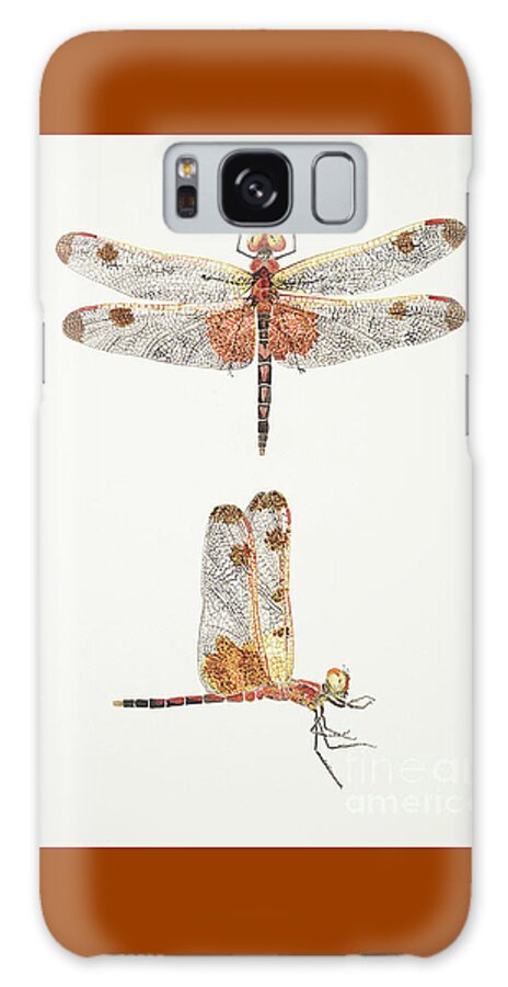 Dragonfly Butterfly Thom Glace Garden Insect Flowers Dragon Galaxy S8 Case featuring the painting Top and Side Views of a Male Calico Pennant Dragonfly by Thom Glace