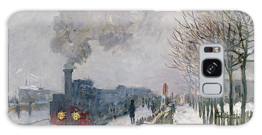 Train Galaxy Case featuring the painting Train in the Snow or The Locomotive by Claude Monet
