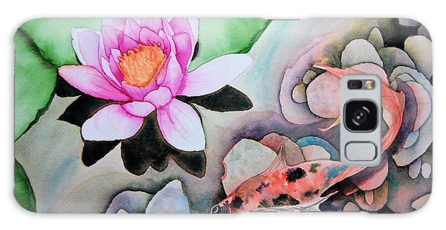 Water Lily Galaxy S8 Case featuring the painting Stone's Throw by Sonja Jones