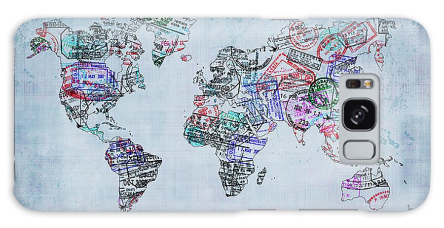 World Galaxy Case featuring the photograph Traveler world map by Delphimages Map Creations