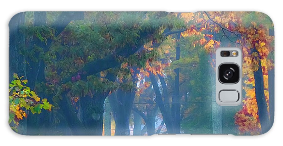 Fall Galaxy Case featuring the photograph Trees Crossing the Road by Jeff Cooper