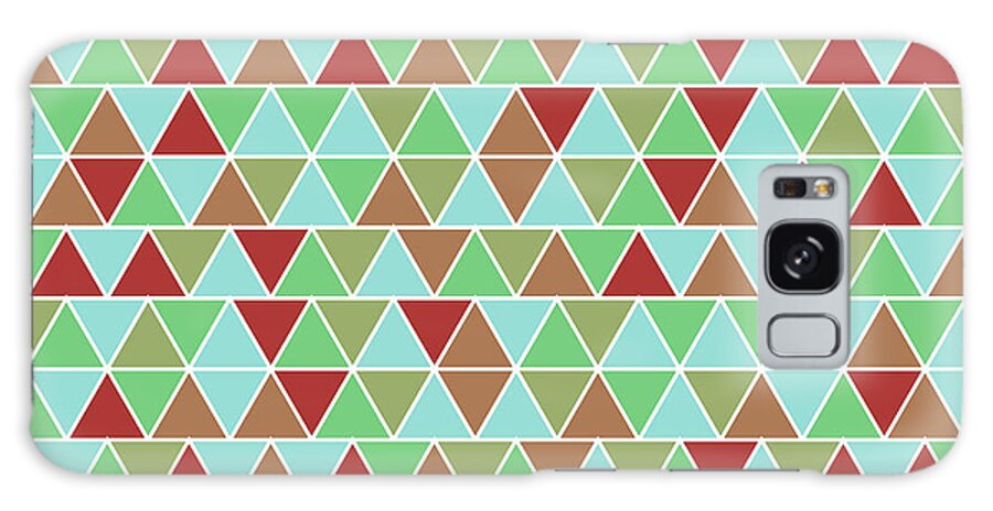 Pattern Galaxy Case featuring the mixed media Triangular Geometric Pattern - Blue, Green, Maroon, Brown by Studio Grafiikka