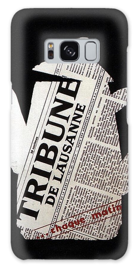 Tribune Galaxy Case featuring the mixed media Tribune - De Lausanne - Vintage Newspaper Advertising Poster by Studio Grafiikka