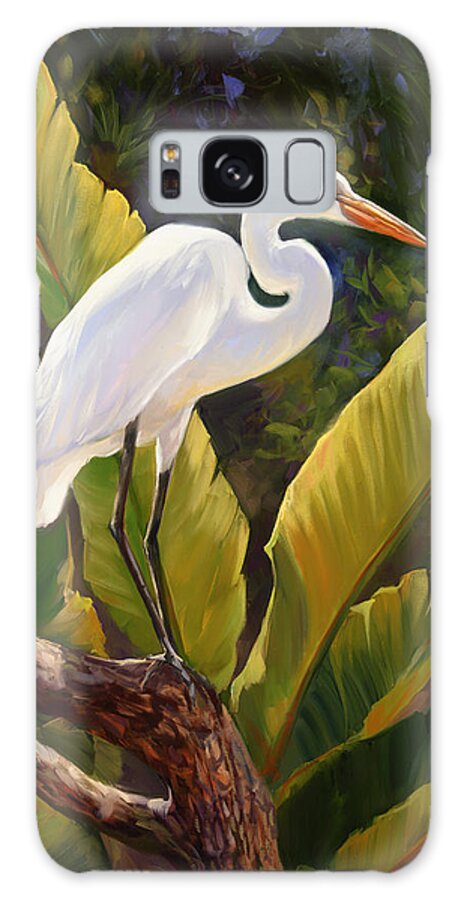 Heron Galaxy Case featuring the painting Tropical Heron by Laurie Snow Hein