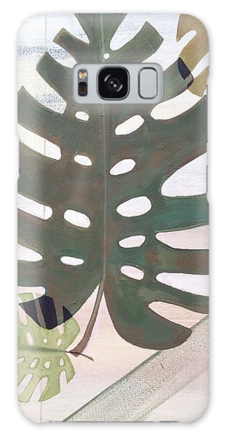 Green Galaxy Case featuring the painting Tropical Leaf by Laura Parrish
