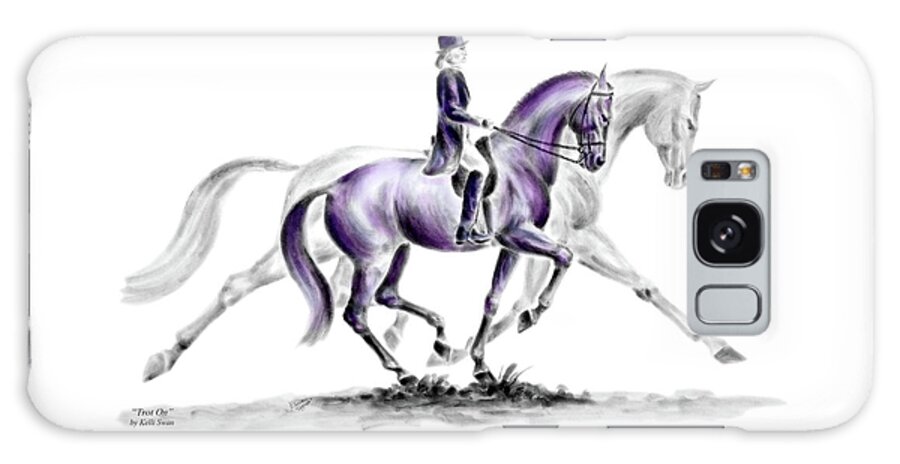 Dressage Galaxy Case featuring the drawing Trot On - Dressage Horse Print color tinted by Kelli Swan
