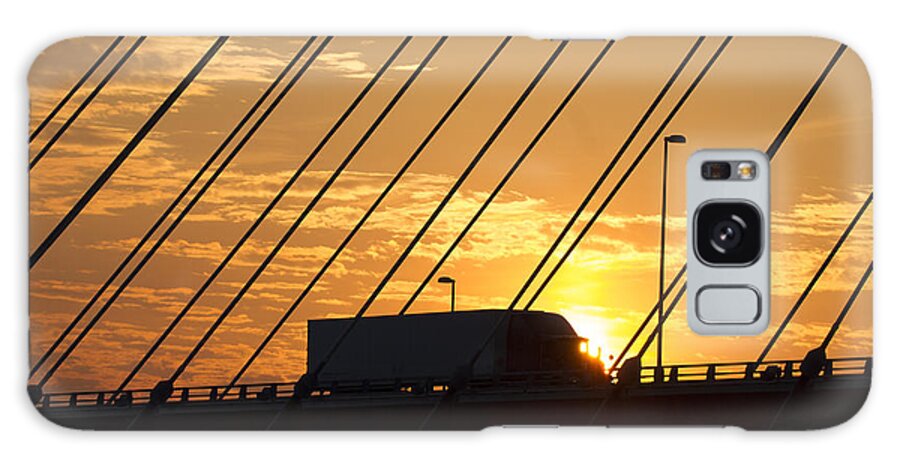 Trucking Galaxy Case featuring the photograph Truck crossing the Mississippi river by Garry McMichael
