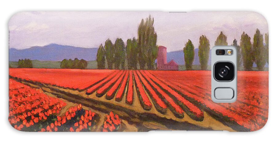 Landscape Galaxy Case featuring the painting Tulip Farm by Stan Chraminski