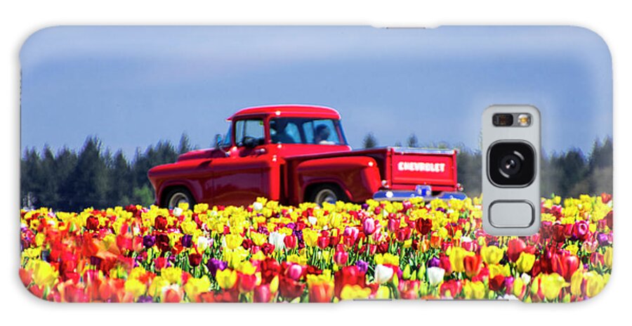 Tulips Galaxy S8 Case featuring the photograph Tulips and Red Chevy Truck by Louise Magno