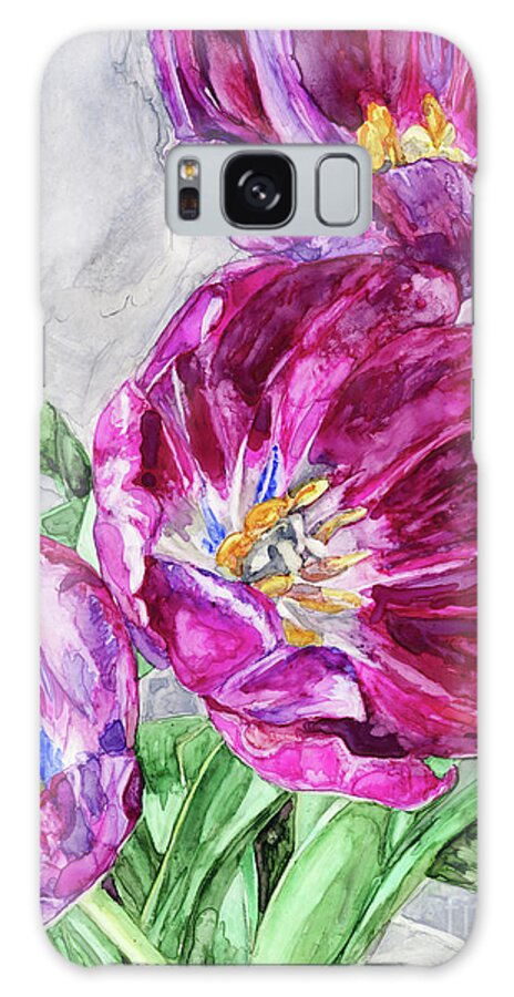 Yupo Galaxy Case featuring the painting Tulips From a Friend II by Vicki Baun Barry