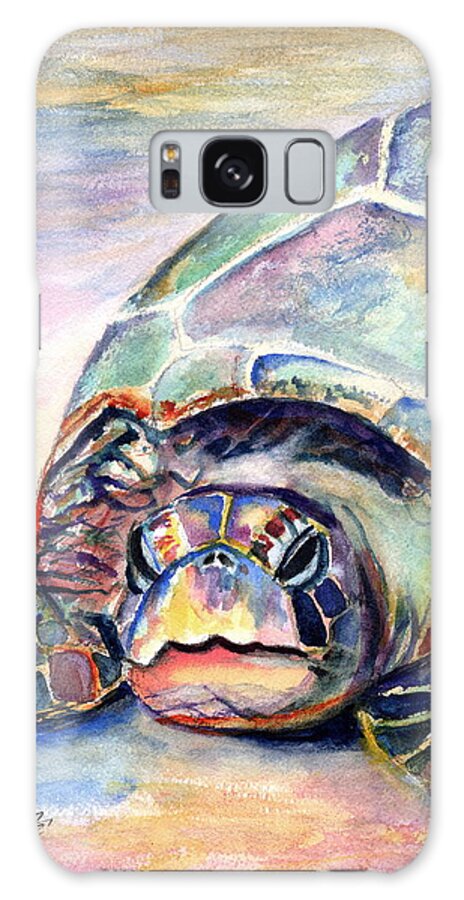 Turtle Galaxy Case featuring the painting Turtle at Poipu Beach by Marionette Taboniar