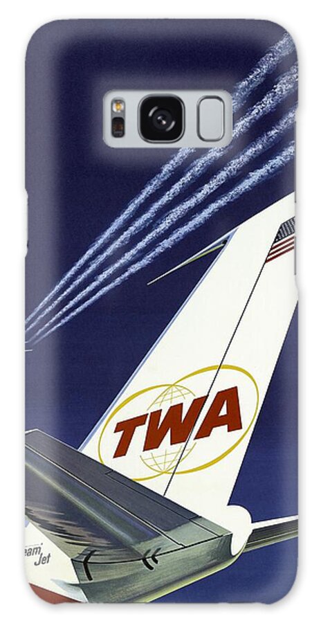Twa Star Stream Jet Galaxy Case featuring the painting TWA Star Stream Jet - Minimalist Vintage Advertising Poster by Studio Grafiikka