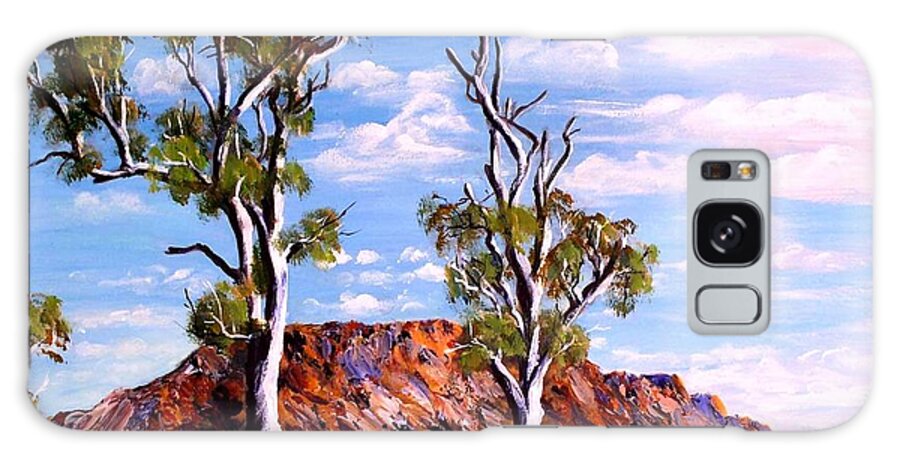 Twin Ghost Gums Galaxy Case featuring the painting Twin Ghost Gums of Central Australia by Ryn Shell