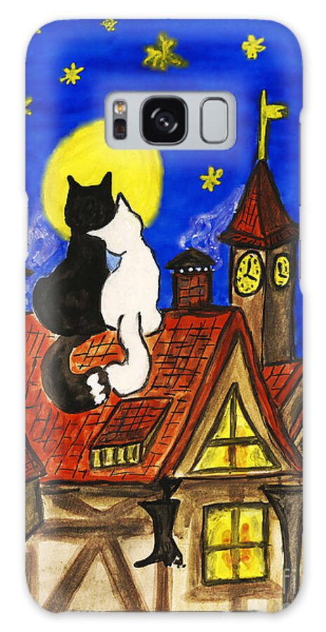 Animal Galaxy S8 Case featuring the painting Two cats on the roof by Irina Afonskaya