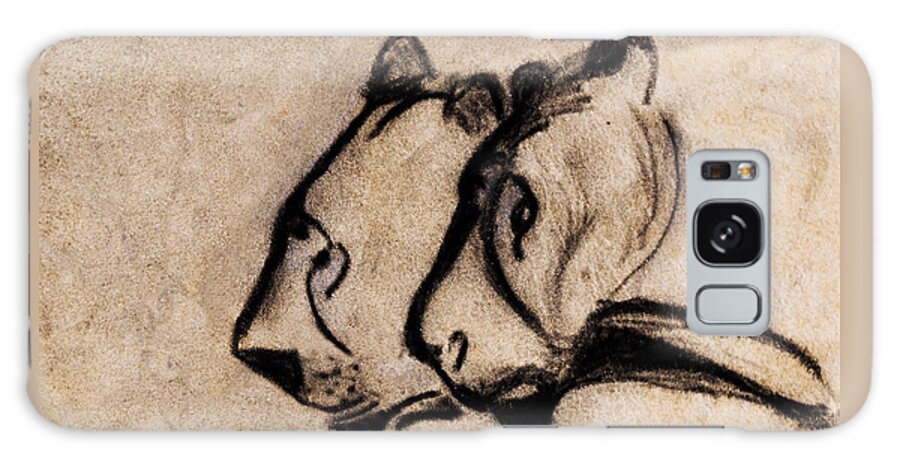 Chauvet Cave Lions Galaxy Case featuring the painting Two Chauvet Cave Lions - Clear Version by Weston Westmoreland