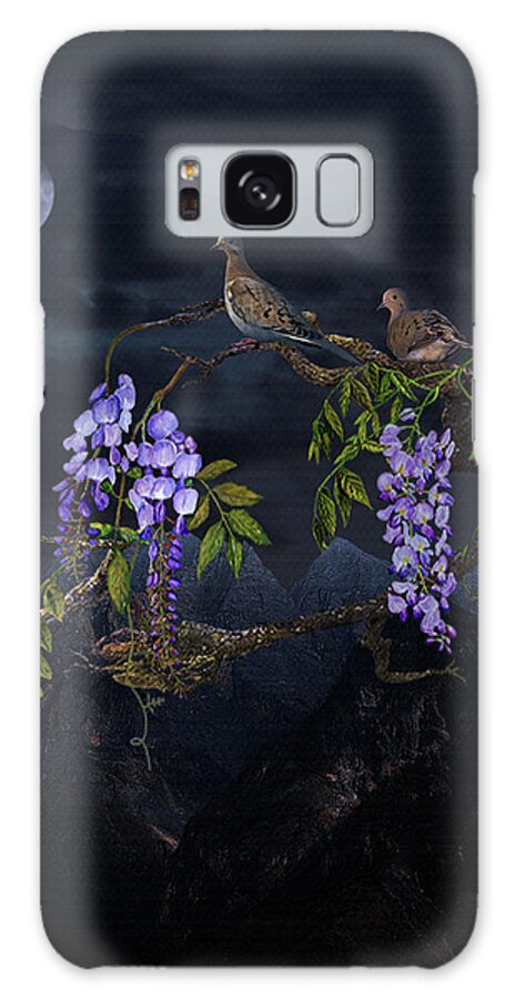 Birds Galaxy S8 Case featuring the digital art Mourning Doves in Moonlight by M Spadecaller