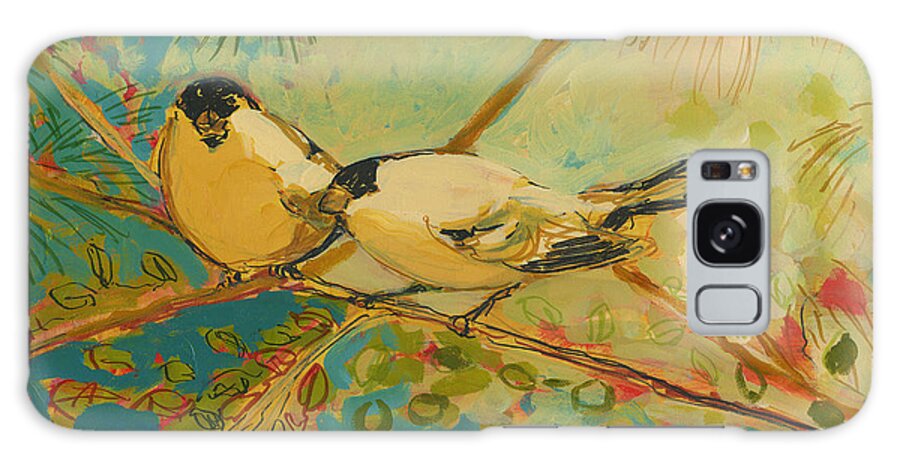 Bird Galaxy Case featuring the painting Two Goldfinch Found by Jennifer Lommers