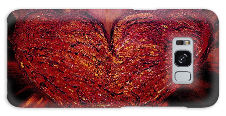 Abstract-painting Galaxy Case featuring the painting Two Hearts Become One Heart by Catalina Walker
