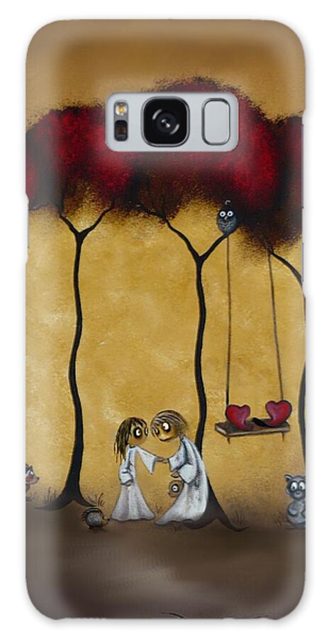 Whimsical Art Galaxy Case featuring the painting Two Hearts by Charlene Zatloukal