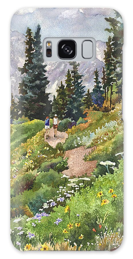 Colorado Hiking Trail Painting Galaxy Case featuring the painting Two Hikers by Anne Gifford