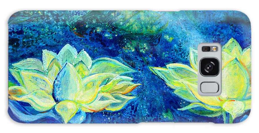 Lotus Flowers Galaxy Case featuring the painting Two Lotus Flowers Shine Bright by Ashleigh Dyan Bayer