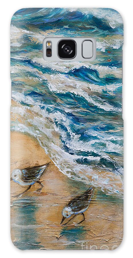 Beach Galaxy Case featuring the painting Two Pipers Along Shore by Linda Olsen