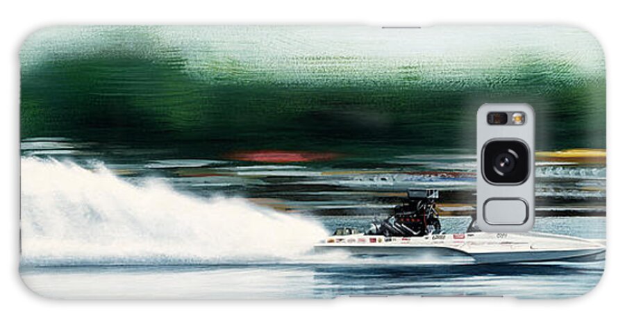 Drag Boat Eddie Hill Nitro Top Fuel Hydro Blown Fuel Hydro Bfh Chowchilla California Galaxy Case featuring the painting Two Twenty Nine by Kenny Youngblood