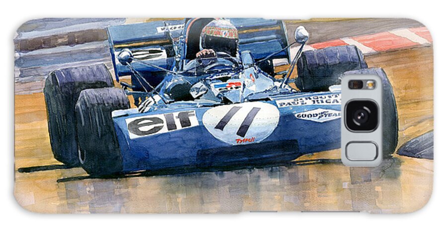 Watercolor Galaxy Case featuring the painting Tyrrell Ford 003 Jackie Stewart 1971 French GP by Yuriy Shevchuk