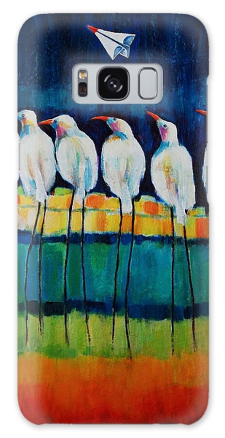 Expressive Birds Galaxy Case featuring the painting UFO Sighting by Jean Cormier