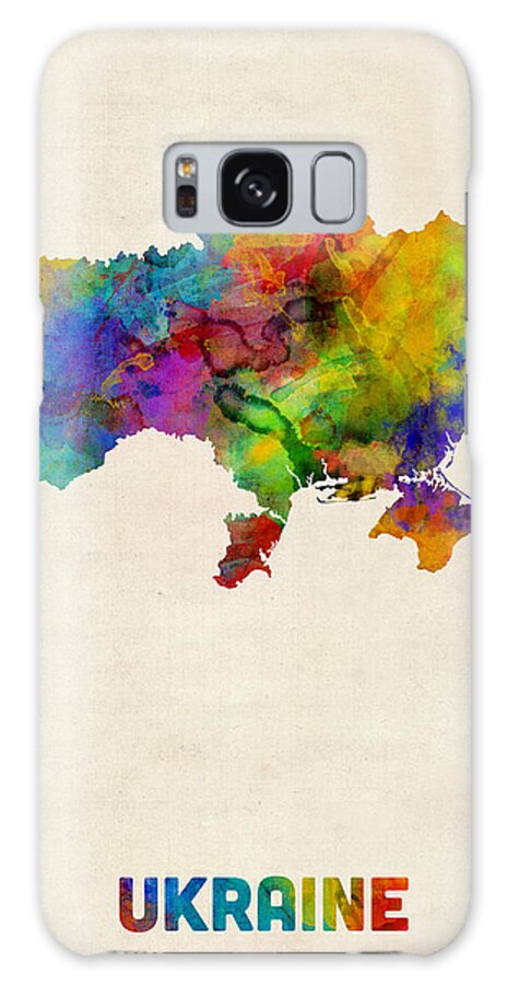 Map Art Galaxy Case featuring the digital art Ukraine Watercolor Map by Michael Tompsett