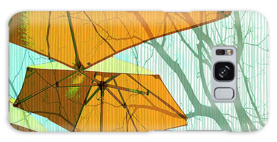 Umbrella Galaxy Case featuring the photograph Umbrellas Orange by Deb Nakano