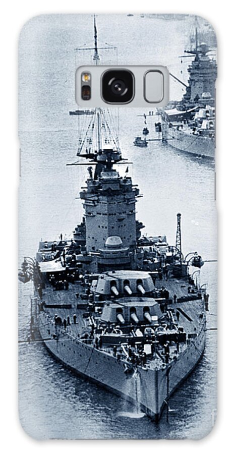 Hms Nelson Galaxy Case featuring the photograph HMS Nelson and HMS Rodney Battleships and battlecruisers HMS Hood circa 1941 by Monterey County Historical Society