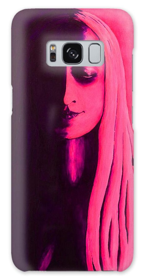 Woman Galaxy S8 Case featuring the painting Unanswered In Pink and Purple by Susan M Woods