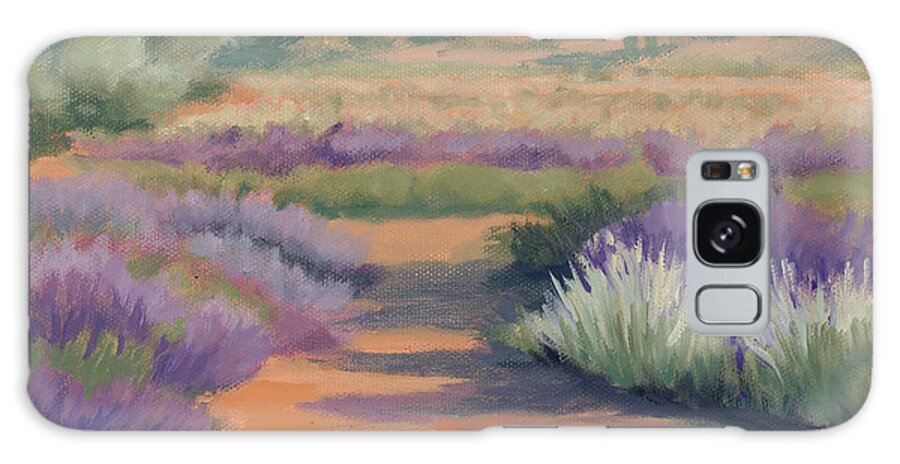 Lavender Fields Galaxy Case featuring the painting Under a Summer Sun in Lavender Fields by Sandy Fisher