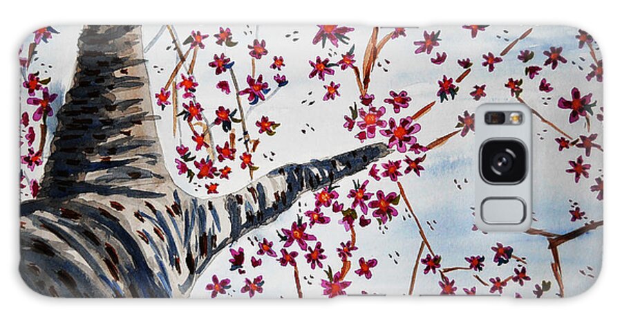 Cherry Blossom Galaxy Case featuring the painting Underneath the Cherry Blossoms by Carol Crisafi