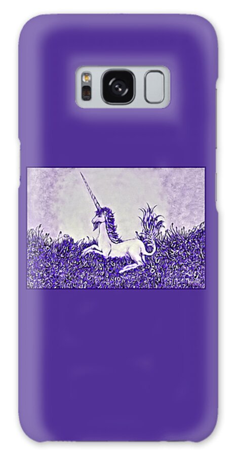 Lise Winne Galaxy Case featuring the digital art Unicorn in Purple by Lise Winne